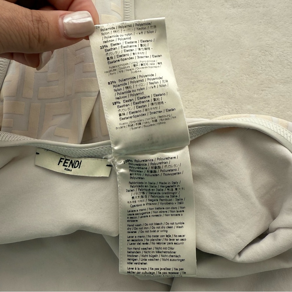 Fendi FF Raised Motif One Piece Bathing Suit in White Cream IT 42 US 6 Designer - Picture 8 of 14